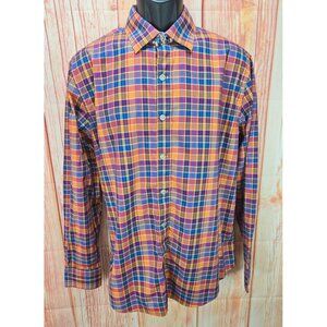 Robert Graham X Mens Tailored Fit Plaid Button-Down Shirt Large